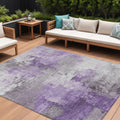10 X 14 Purple Eggplant And Ivory Abstract Washable Indoor Outdoor Area Rug
