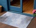 3 X 5 Sky Blue Gray And Ivory Abstract Washable Indoor Outdoor Area Rug