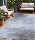 5 X 8 Sky Blue Gray And Ivory Abstract Washable Indoor Outdoor Area Rug