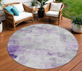 8 Lavender Gray And Ivory Round Abstract Washable Indoor Outdoor Area Rug