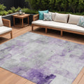 10 X 14 Lavender Gray And Ivory Abstract Washable Indoor Outdoor Area Rug
