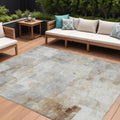 10 X 14 Linen Gray And Ivory Abstract Washable Indoor Outdoor Area Rug