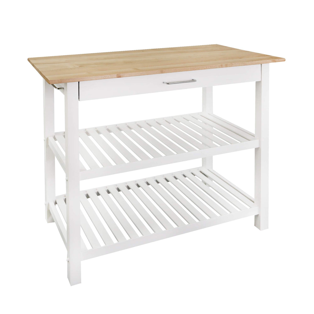 Casual Home Kitchen Island With Solid American Hardwood Top, Natural/White, 40&quot; W (373-91)