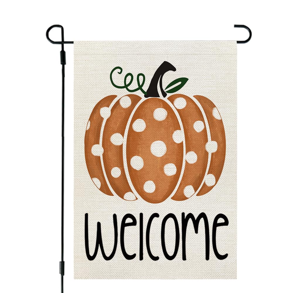 Crowned Beauty Fall Pumpkin Welcome Garden Flag 12   18 Inch For Outside Double Sided Vertical Seasonal Holiday Thanksgiving Yar