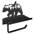 Bear Toilet Paper Holder with Shelf,Rustic Cabin Bathroom Decor, Farmhouse Forest Theme Kitchen Bathroom Decor, Black (A)