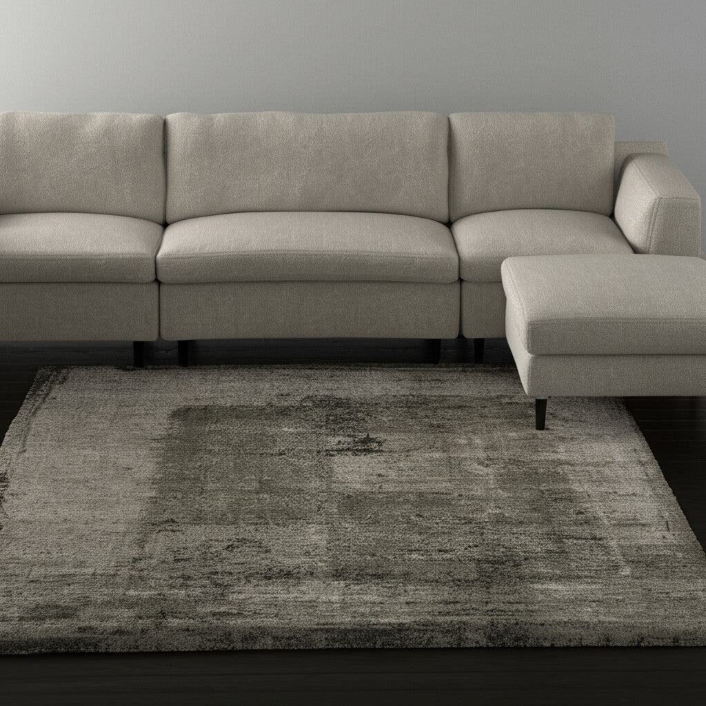 10' X 13' Green And Tan Abstract Distressed Area Rug