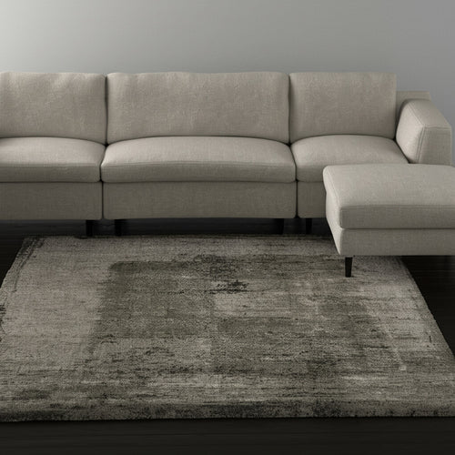 10' X 13' Green And Tan Abstract Distressed Area Rug