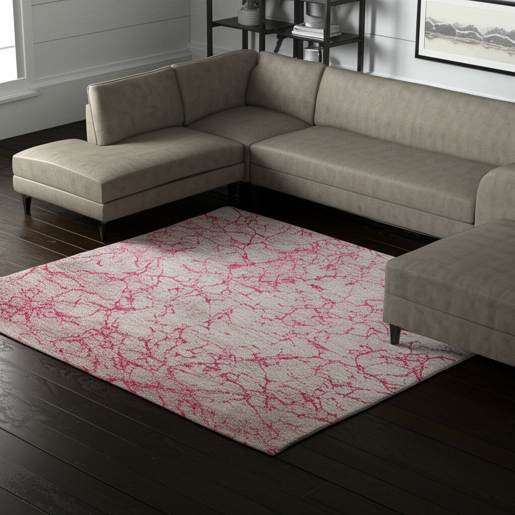 12' X 15' Pink Gray And Taupe Abstract Area Rug