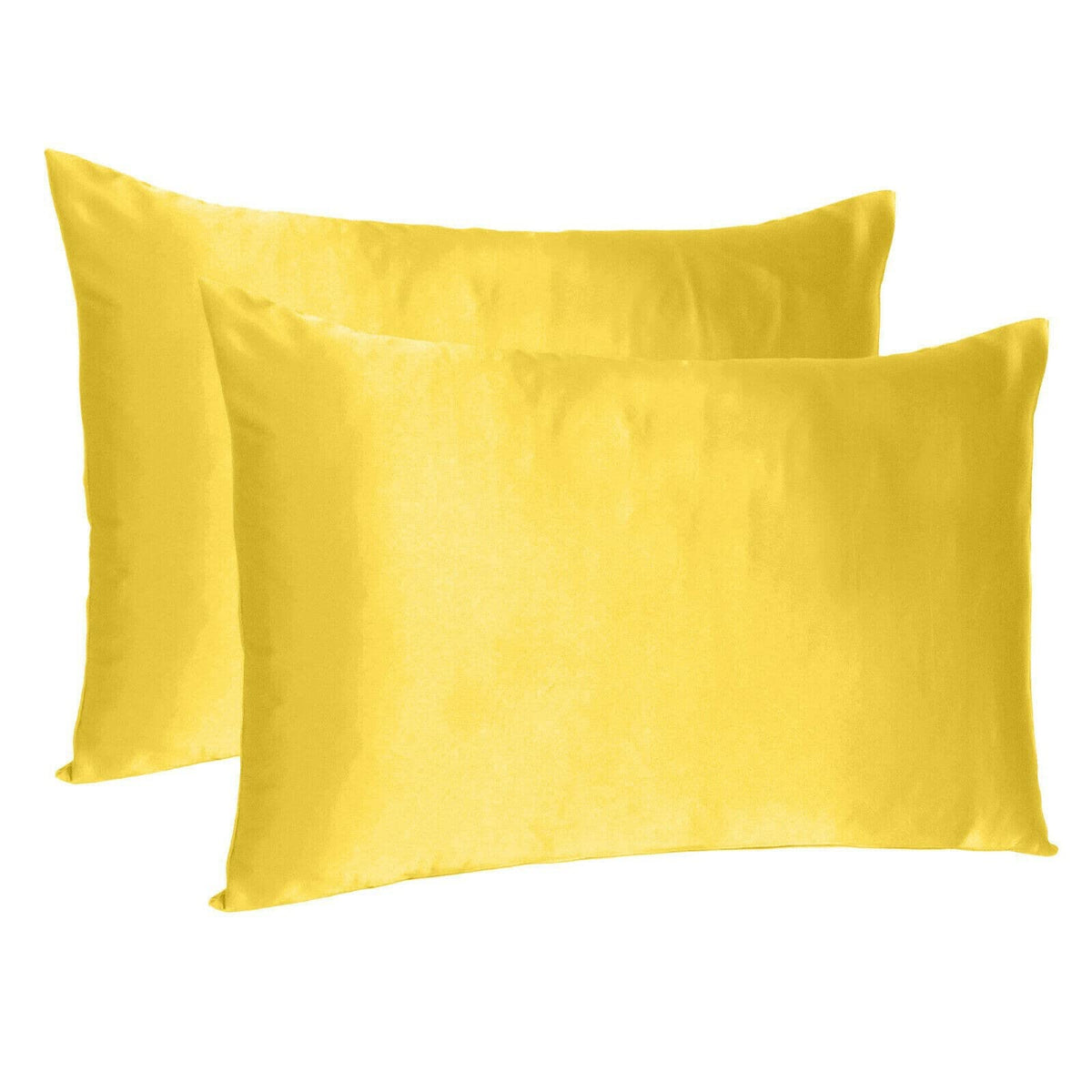 HomeRoots Lemon Dreamy Set of 2 Silky Satin Standard Pillowcases