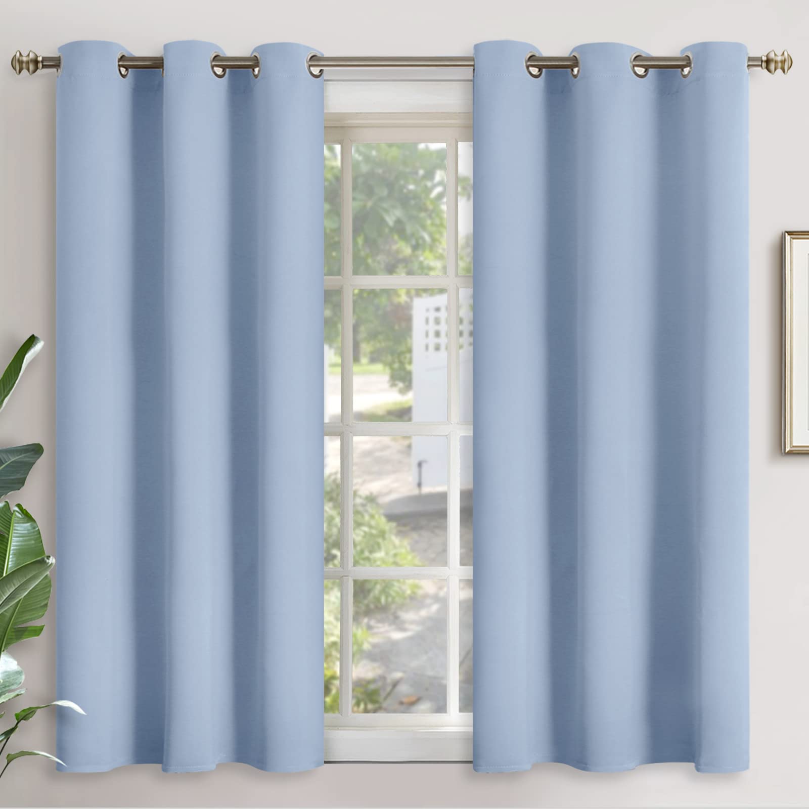 YoungsTex Short Room Darkening Curtains 45 Inch Long for Kids Bedroom Window - Thermal Insulated with Grommet Blackout Drapes Pr