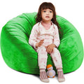 Bean Bag Chair Cover, Stuffed Animal Storage, Plush Toys Organizer Holder, Beanbag Chairs Cover For Kids Teans And Adults Super Soft And Comfortable Fabric X-Large With Handle And Zipper -Round Green