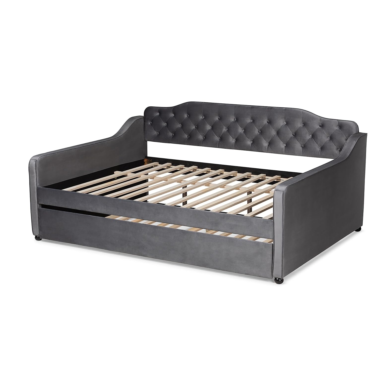 Baxton Studio Freda Daybed with Trundle, Full, Grey (164-10409-HiT)