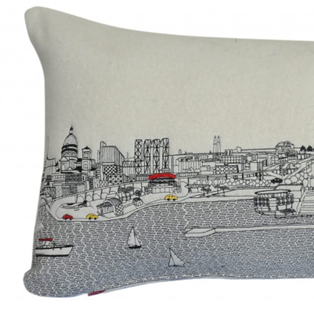 HomeRoots Cream 35' White Milwaukee Daylight Skyline Lumbar Decorative Pillow