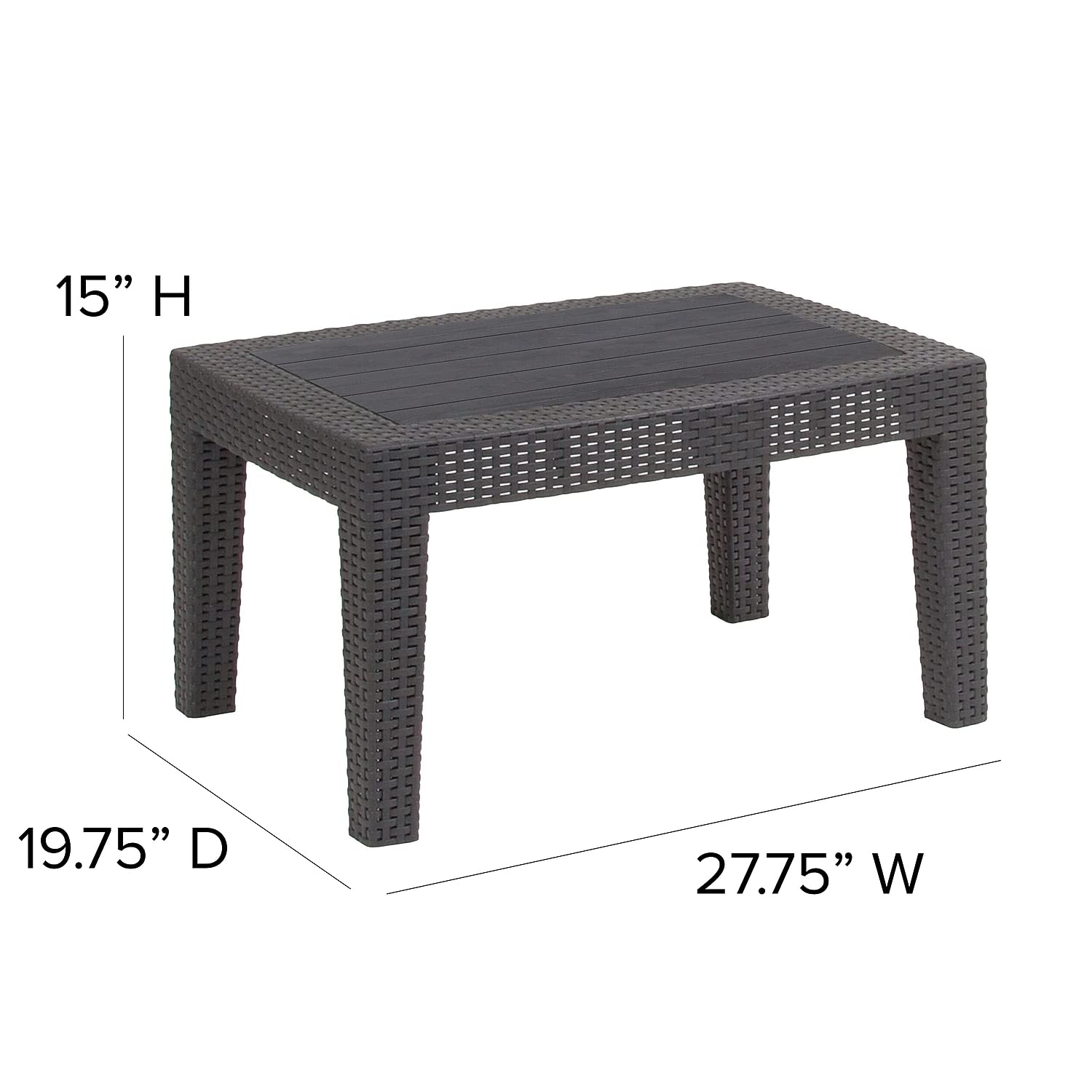 Flash Furniture Seneca Dark Gray Faux Rattan Coffee Table