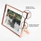 Ahago Rose Gold Floating Frame (5X7   , Horizontal), For Picture Sizes 4X6, 3X5, 2X3, Tabletop Shelf Photo Frame, Home Or Office
