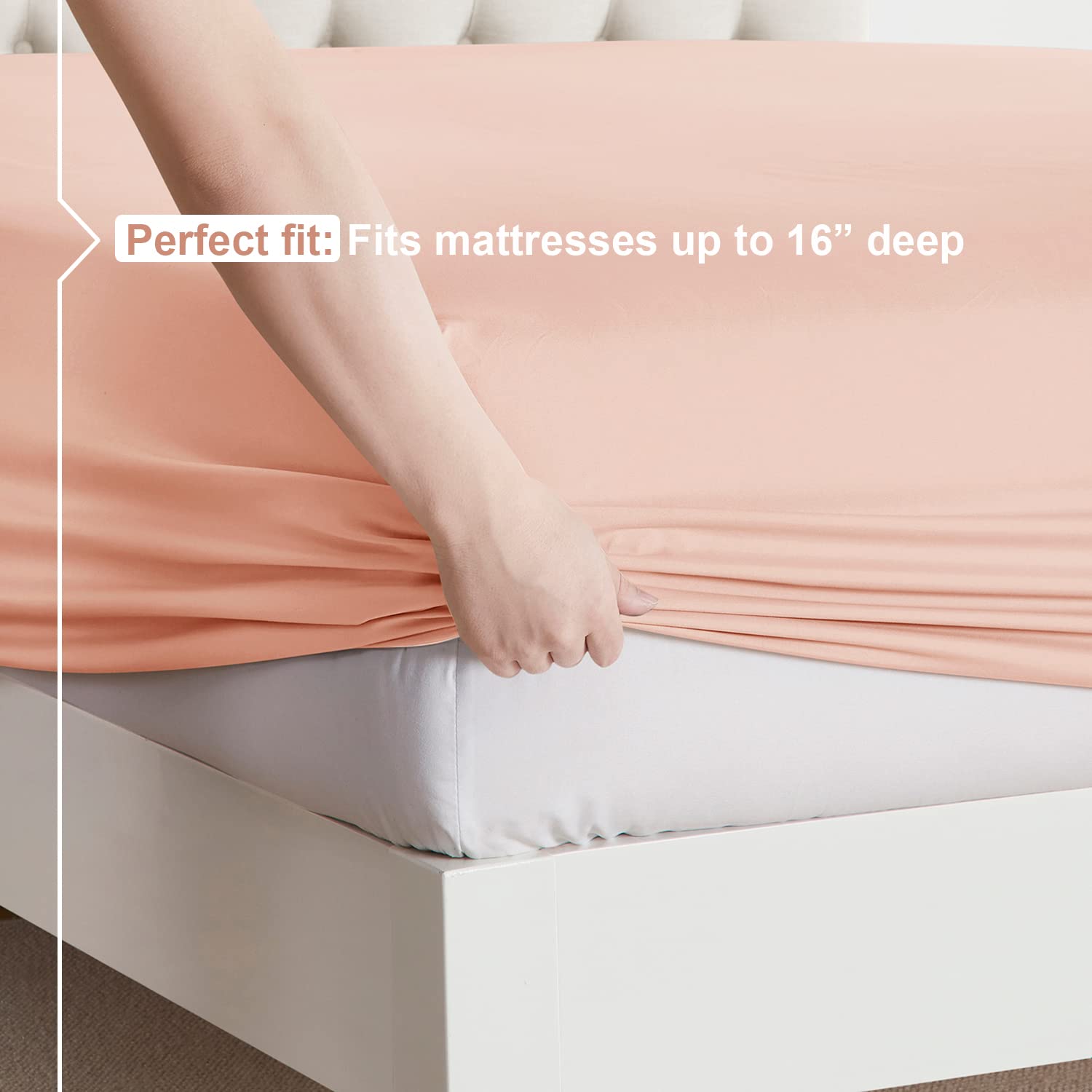 Nestl King Size Sheets Set - 4 Piece King Sheets, Deep Pocket, Hotel Luxury, Extra Soft, Breathable And Cooling, Peach King Bed Sheets