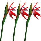 32 Inch Large Elegant Artificial Bird of Paradise Flower PU Plants for Home Office 3PCS (Red)
