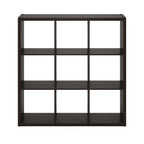 Furinno Cubicle Open Back Decorative Cube Storage Organizer, 9, Dark Oak