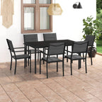 vidaXL Patio Dining Set 7 Piece Outdoor Garden Terrace Yard Patio Table and Chair Seating Seat Sitting Chair Dining Set Furniture Steel