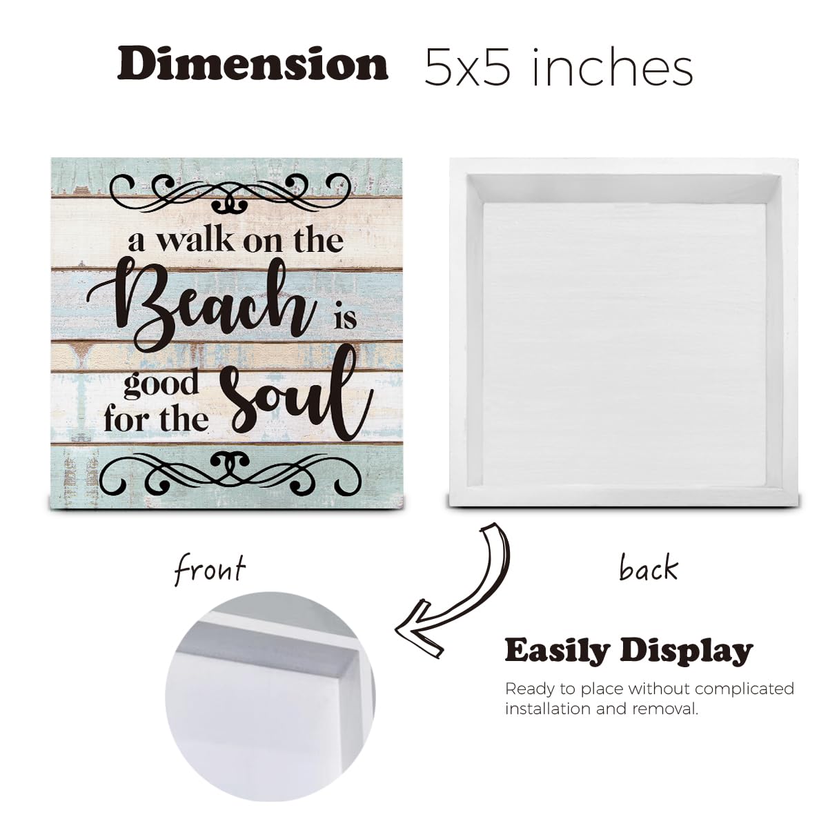 A Walk On The Beach Is Good For The Soul Wooden Box Sign Desk Decor, Beach House Wood Box Sign For Home Shelf Table Decoration 5