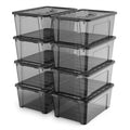 YYXB 8 Pack Black Clear Plastic Storage Bins with Lids/Handle, Stackable Small Latching Storage Boxs for Organization ( 5 Quart 