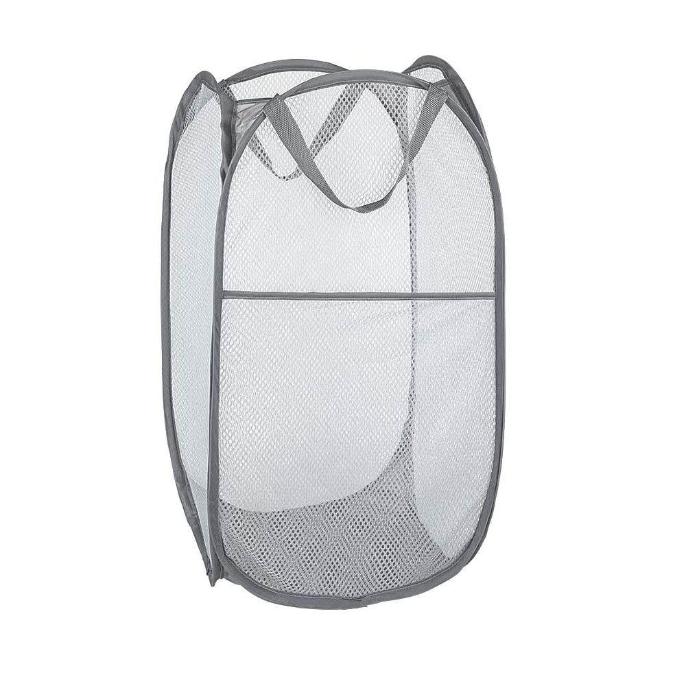Larpur Popup Mesh Laundry Basket, Collapsible Laundry Hamper Portable Clothes Washing Laundry Hamper with Reinforced Carry Handl