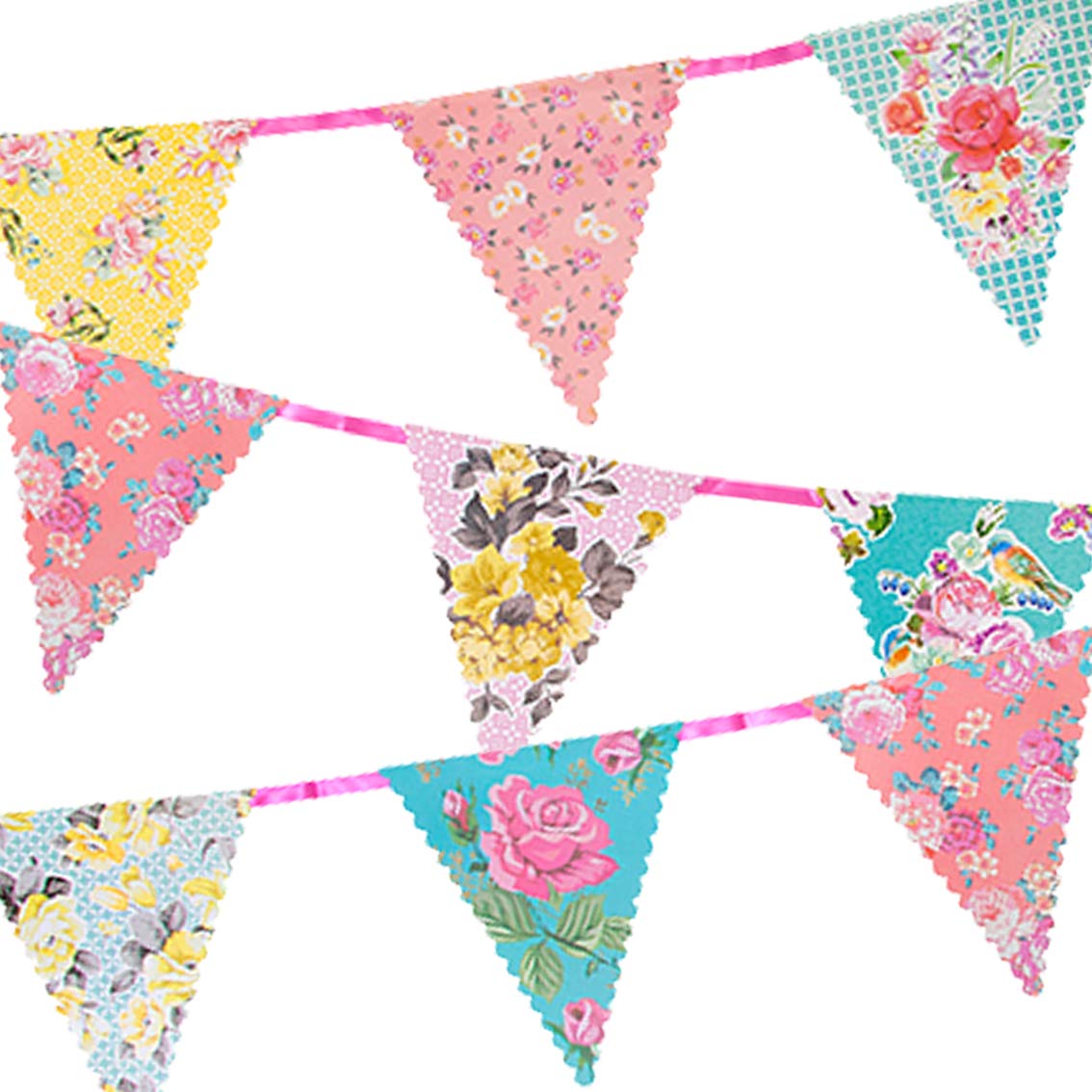 Talking Tables | 13ft | Vintage Floral Paper Bunting Garland, Truly Scrumptious, Mothers Day Decorations For Birthday, Garden P