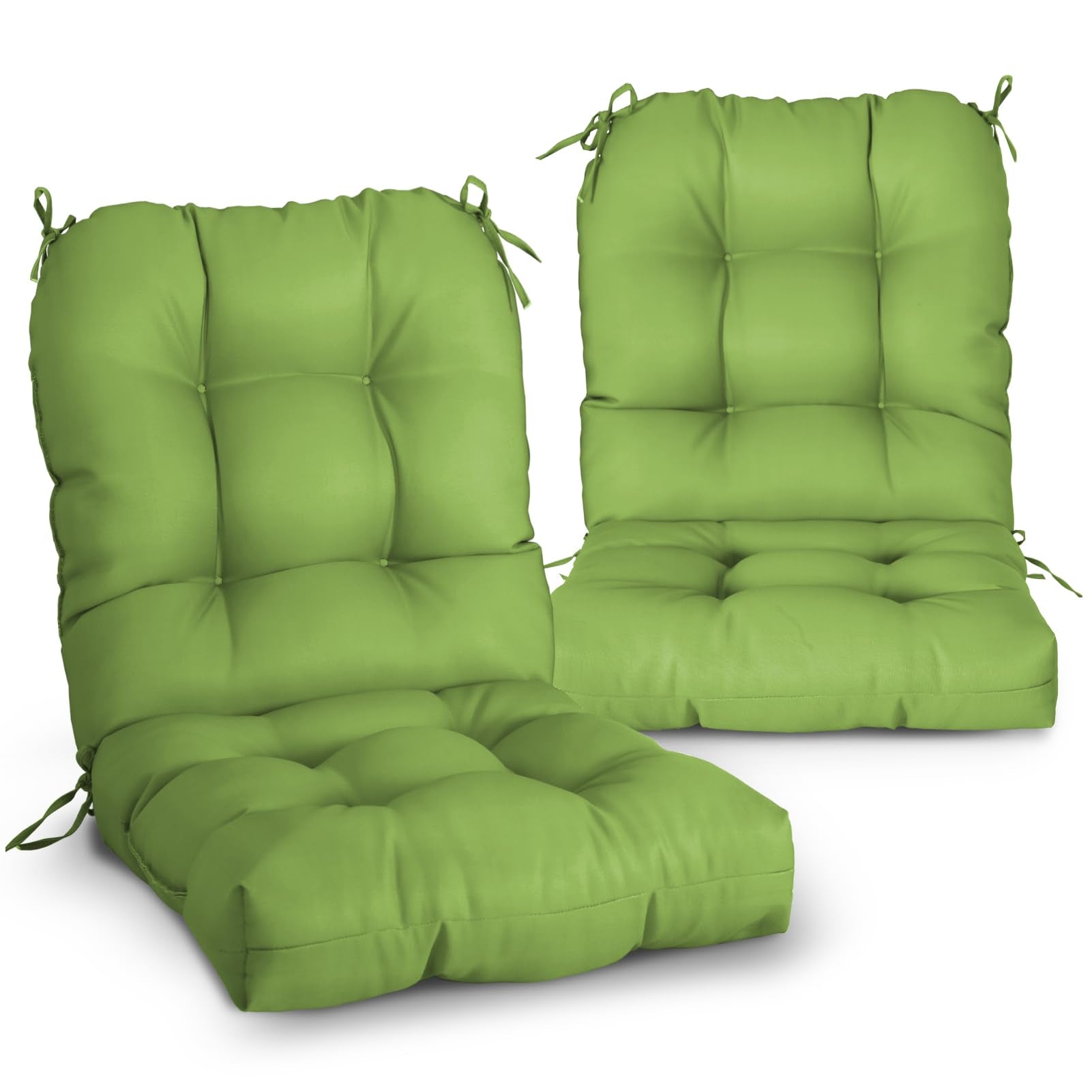 Eagle Peak Tufted Outdoor/Indoor Seat/Back Chair Cushions, Set Of 2, 42' X 21', Green