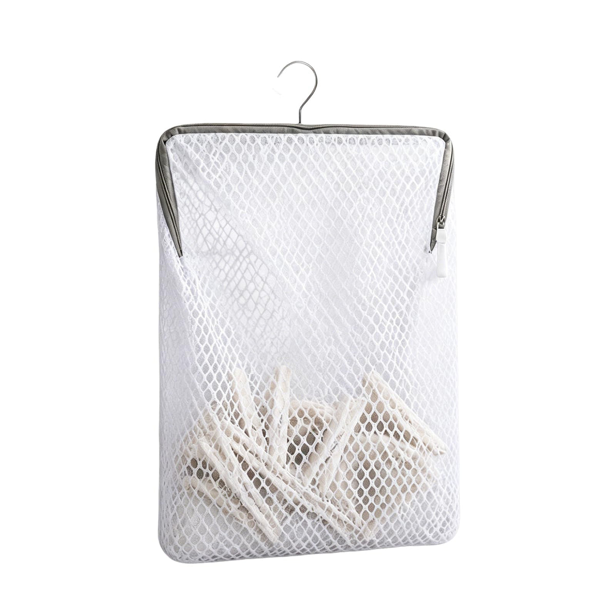 Laundry Clothespin Bag, 11.8 X 7.8 in Mesh Clothespin Bag Hang on Line Clothes Pin Hanging Bag with Hook Zipper Closure Large Op