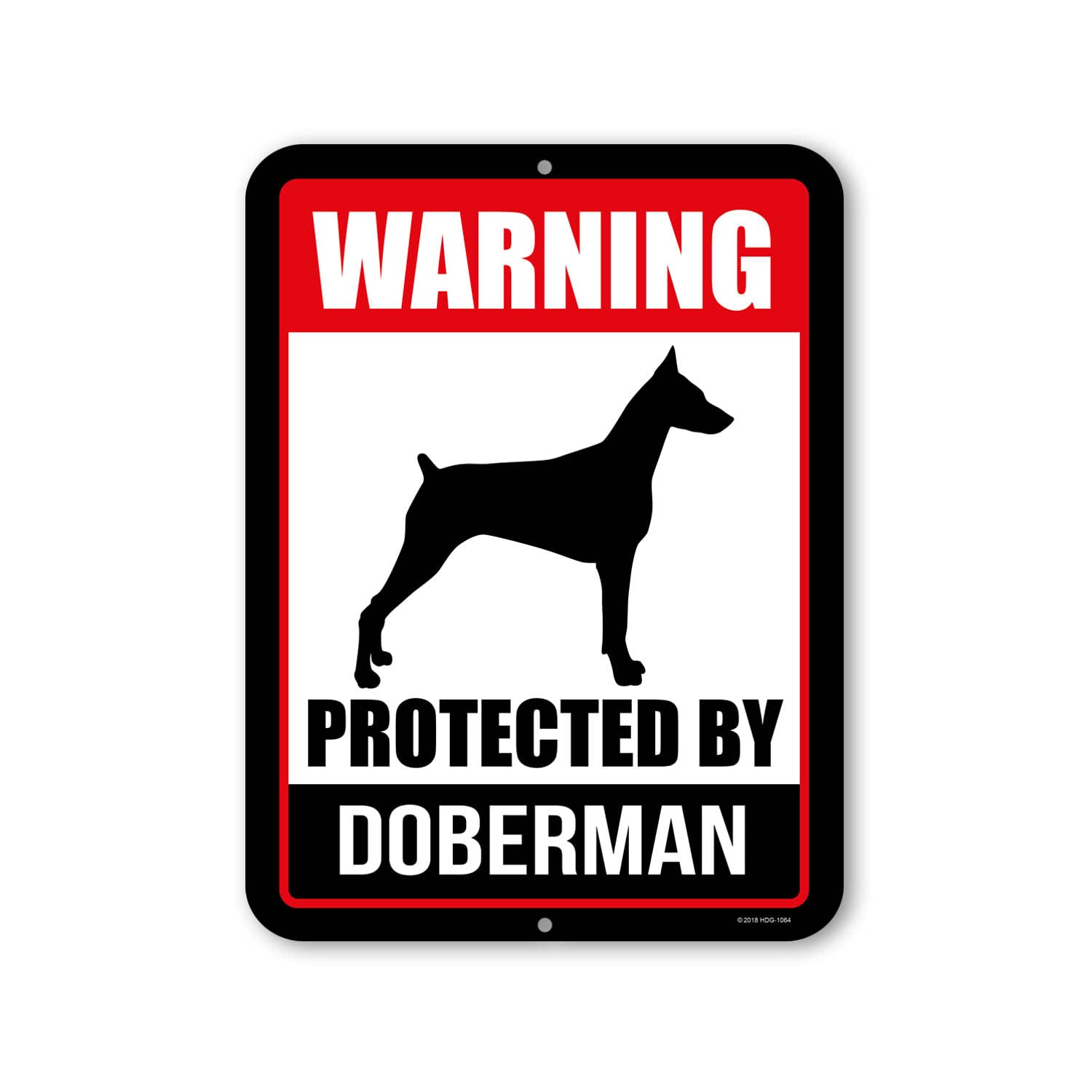 Honey Dew Gifts, Warning Protected By Dobermann, Beware Of Dog Metal Aluminum Sign, 9 Inch By 12 Inch,Dog Sign, Property Sign, H