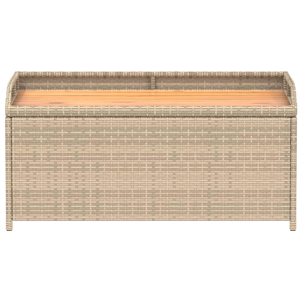 vidaXL Storage Bench Mix Beige 39.4"x19.7"x20.5" - Patio Furniture Cushion, Gardening, Pool Towel Organizer - Poly Rattan, Acacia Wood - Gas Spring Lid, Water-Resistant Bag