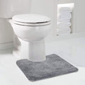 Walensee Bathroom Contour Rug (20x24, Grey) Non Slip Bath Mat for Water Absorbent Soft Microfiber Shaggy Machine Washable U Shap