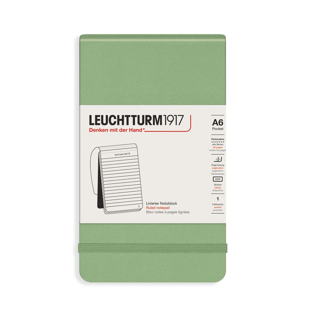 Leuchtturm1917 - Pocket Notepad A6-184 Ruled Micro-Perforated Pages, Sage