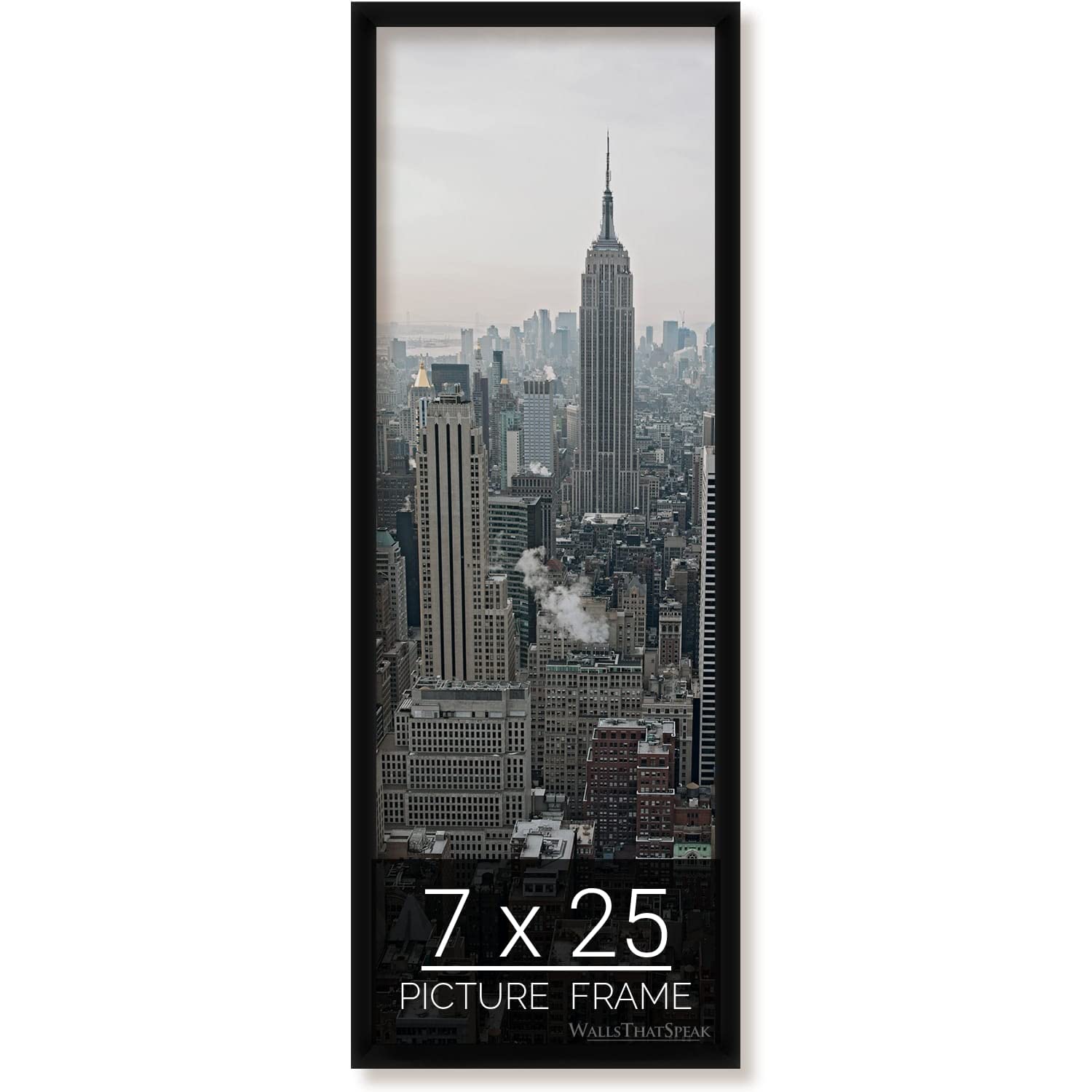 wallsthatspeak 7x25 Black Picture Frame for Puzzles Posters Photos or Artwork