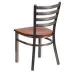 Flash Furniture Hercules Series Clear Coated Ladder Back Metal Restaurant Chair - Cherry Wood Seat
