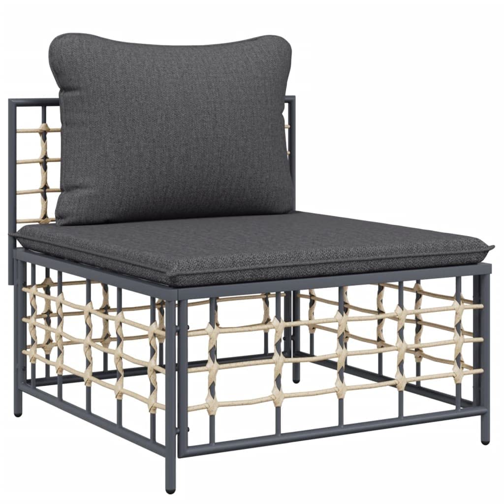 vidaXL 5-Piece Indoor/Outdoor Patio Lounge Set - Flexible Design, Durable Poly Rattan Material, Comfortable Cushioned Seating in Anthracite Dark Gray