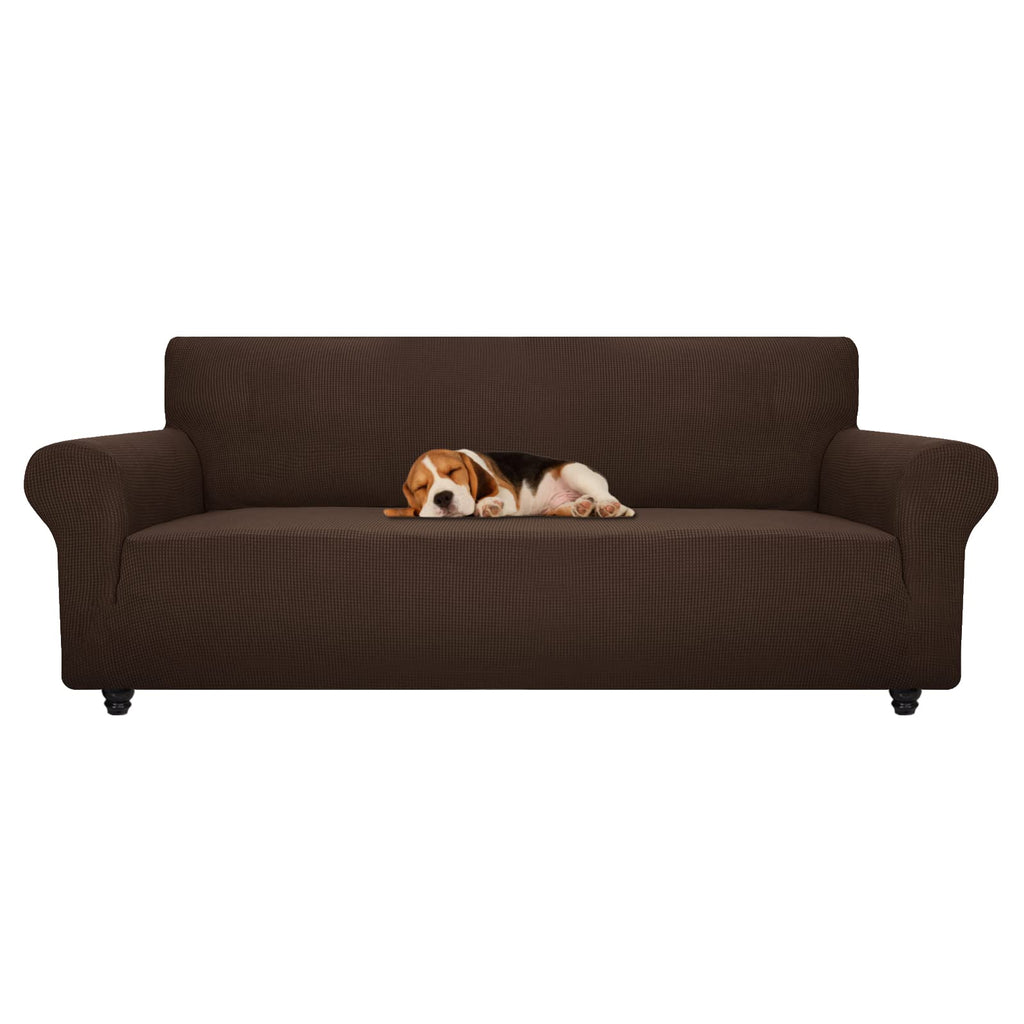 Znsayotx Stretch Oversized Couch Cover Universal Sofa Covers For Living Room Dogs Pet Furniture Protector Spandex Extra Large Sofa Slipcovers With Anti Slip Foam Sticks (Coffee, Xl Sofa)