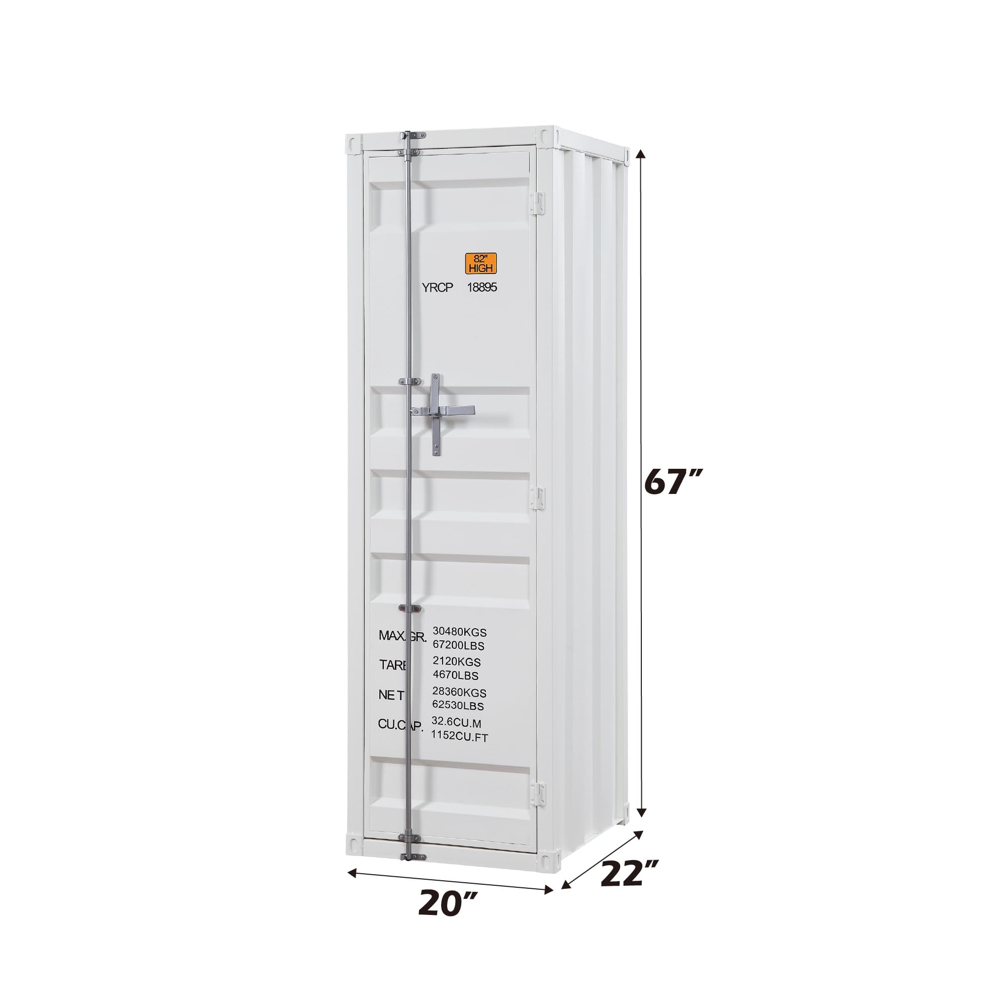 Acme Cargo Wardrobe Metal Armoire with 1 Door in White