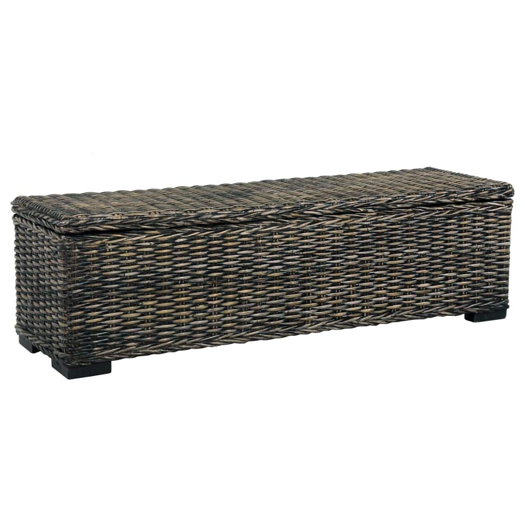 Vidaxl Solid Mango Wood Storage Box Trunk Bed End Bench Living Room Home Furniture Interior Bedroom Hallway Wooden Black Kubu Rattan