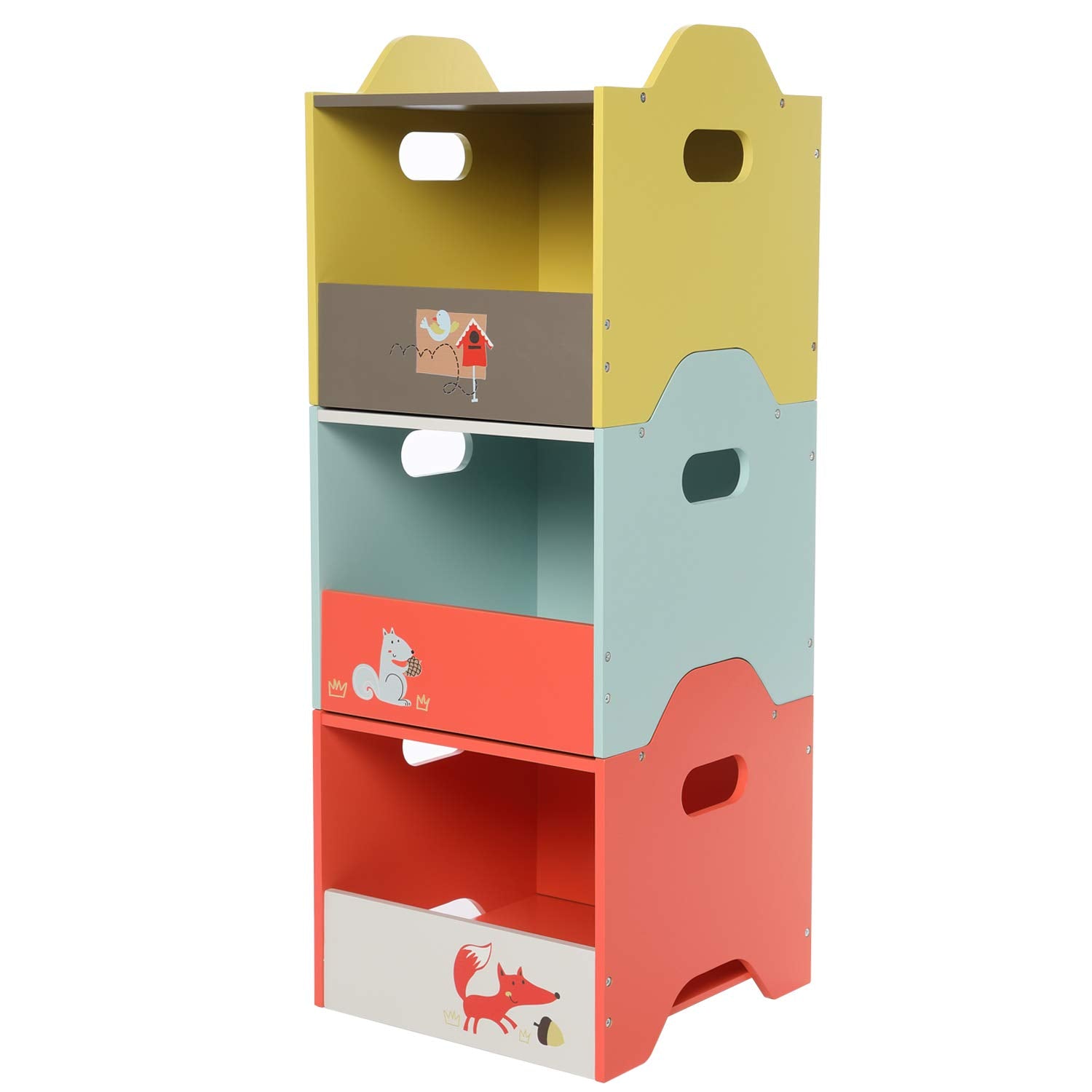 labebe - Storage Bins, Toy Wooden Storage Cubes Box, Kid Toy Organizer and Storage for 1-5 Years Old, 3 Toy Stacking Bins, Cube 