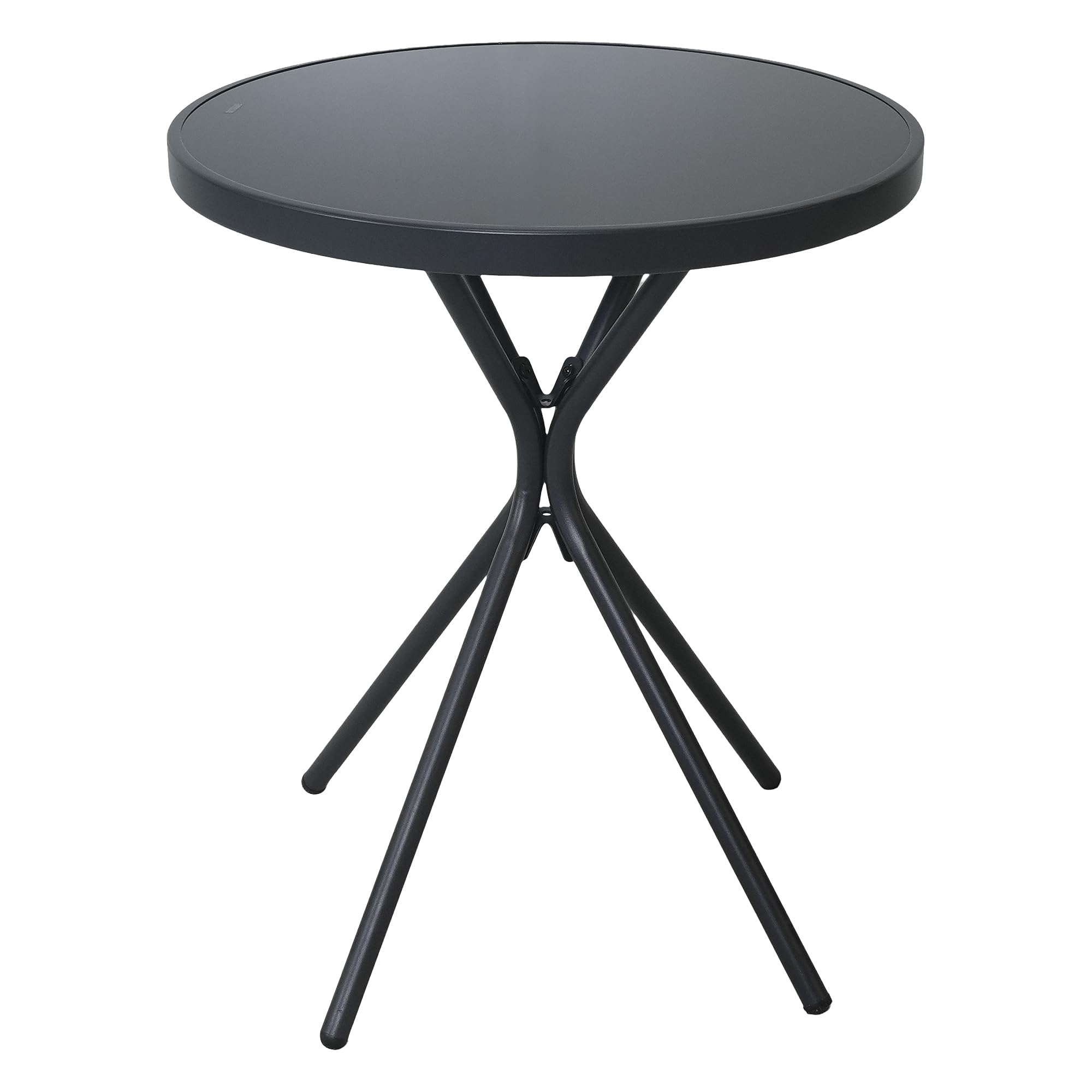 Hoffeorrad Outdoor Coffee Table with Tempered Glass Top - 23 Metal Bistro Table, All-Weather Steel Accent Table for Patio, Garde