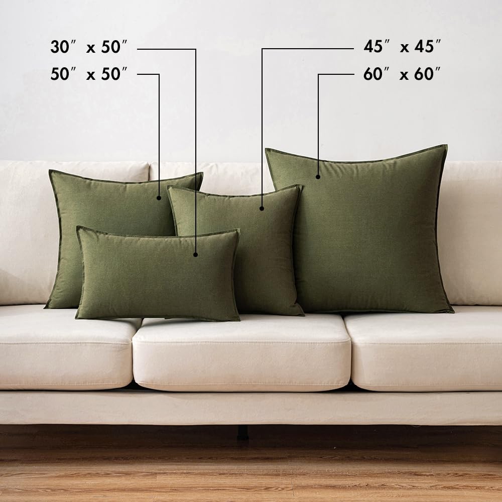Miulee Pack Of 2 Olive Green Pillow Covers 26X26 Inch Decorative Couch Throw Pillow Covers Linen Cushion Covers Set Modern Farmhouse Home Decor For Sofa Living Room Bed
