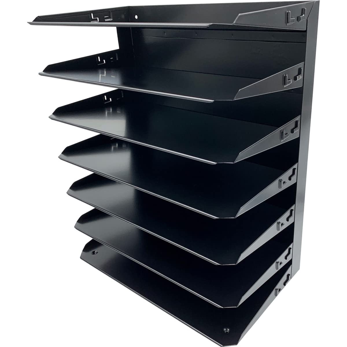 Huron Desktop Horizontal 7-Slot Legal File Binder Organizer Storage Letter Tray, Black Commercial Grade Steel