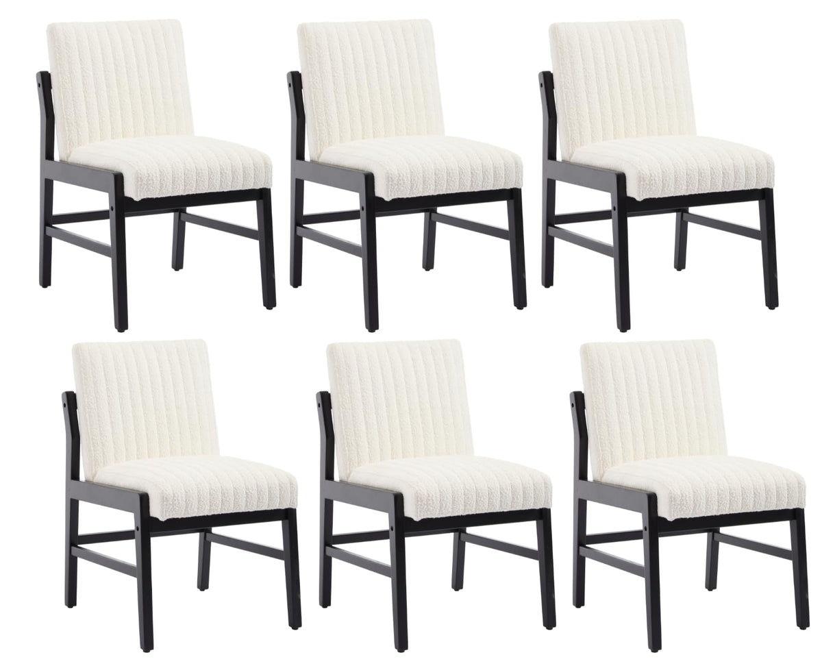 Cimota Modern Upholstered Dining Chairs Set Of 6 Boucle Fabric Armless Dining Room Chairs With Padded Seat/Vertical Tufted Backr