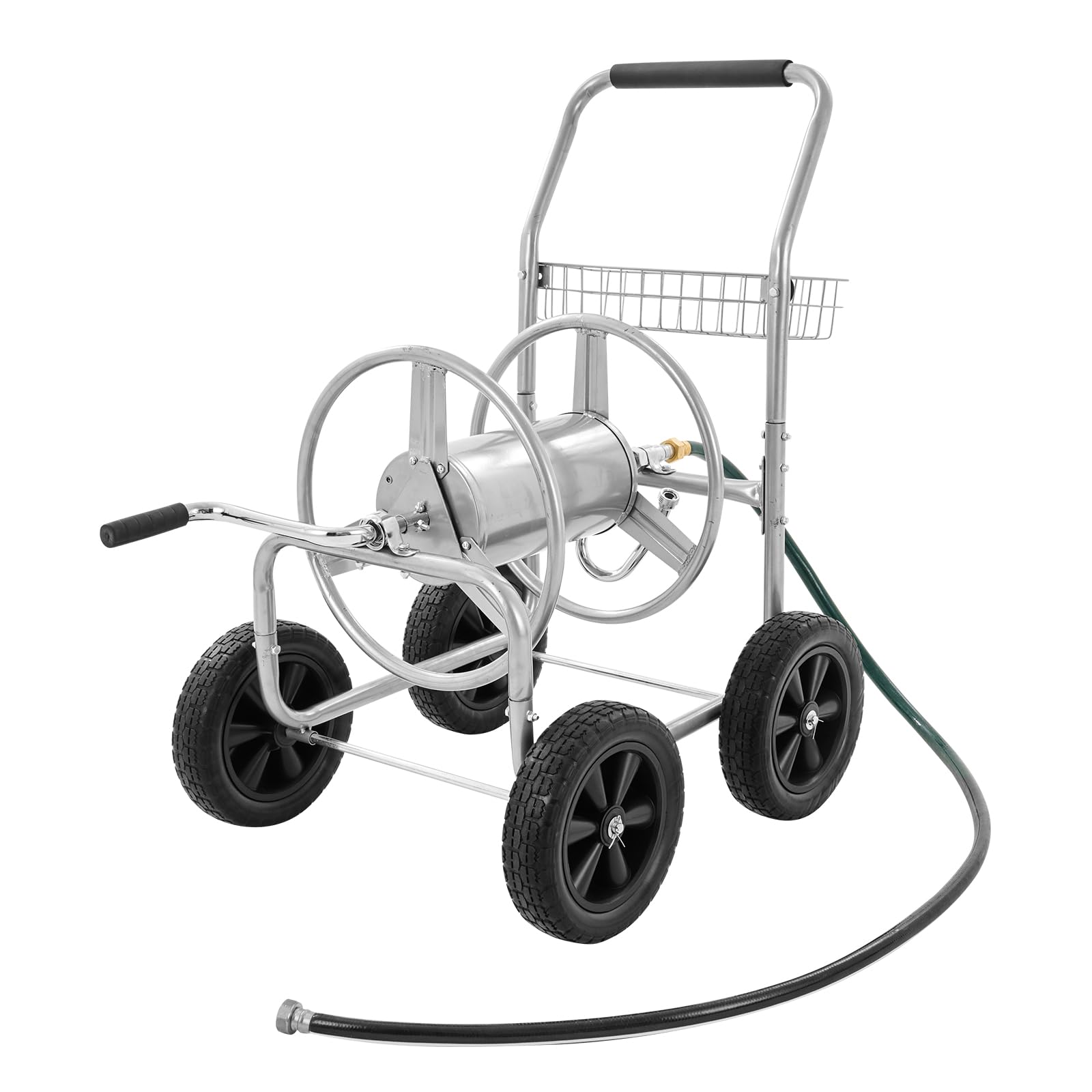VEVOR Hose Reel Cart, Hold Up to 300 ft of 5/8 Hose, Garden Water Hose Carts Mobile Tools with 4 Wheels, Heavy Duty Powder-Coate