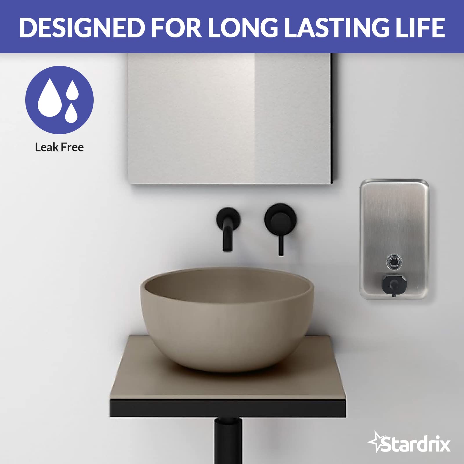 Stardrix Heavy Duty Stainless Steel Wall Mount Soap Dispenser, 1100Ml/37Oz, With Corrosion Proof Lining And Anti-Leak Pump For C