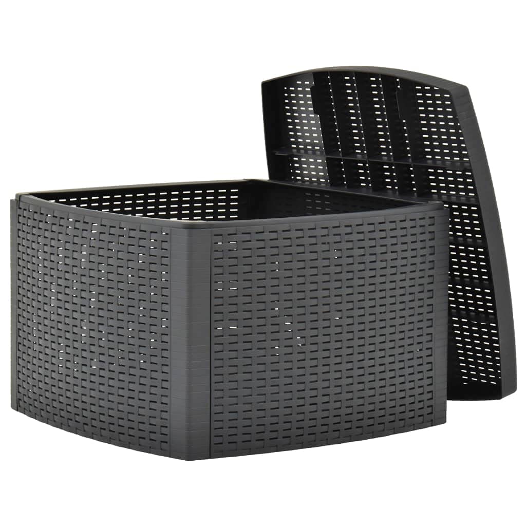 vidaXL Side Table Garden Coffee Table Living Room Table Outdoor Patio Table Storage Anthracite 54 x 54 x 36.5 cm Plastic