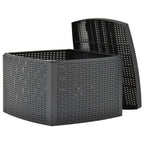 vidaXL Side Table Garden Coffee Table Living Room Table Outdoor Patio Table Storage Anthracite 54 x 54 x 36.5 cm Plastic