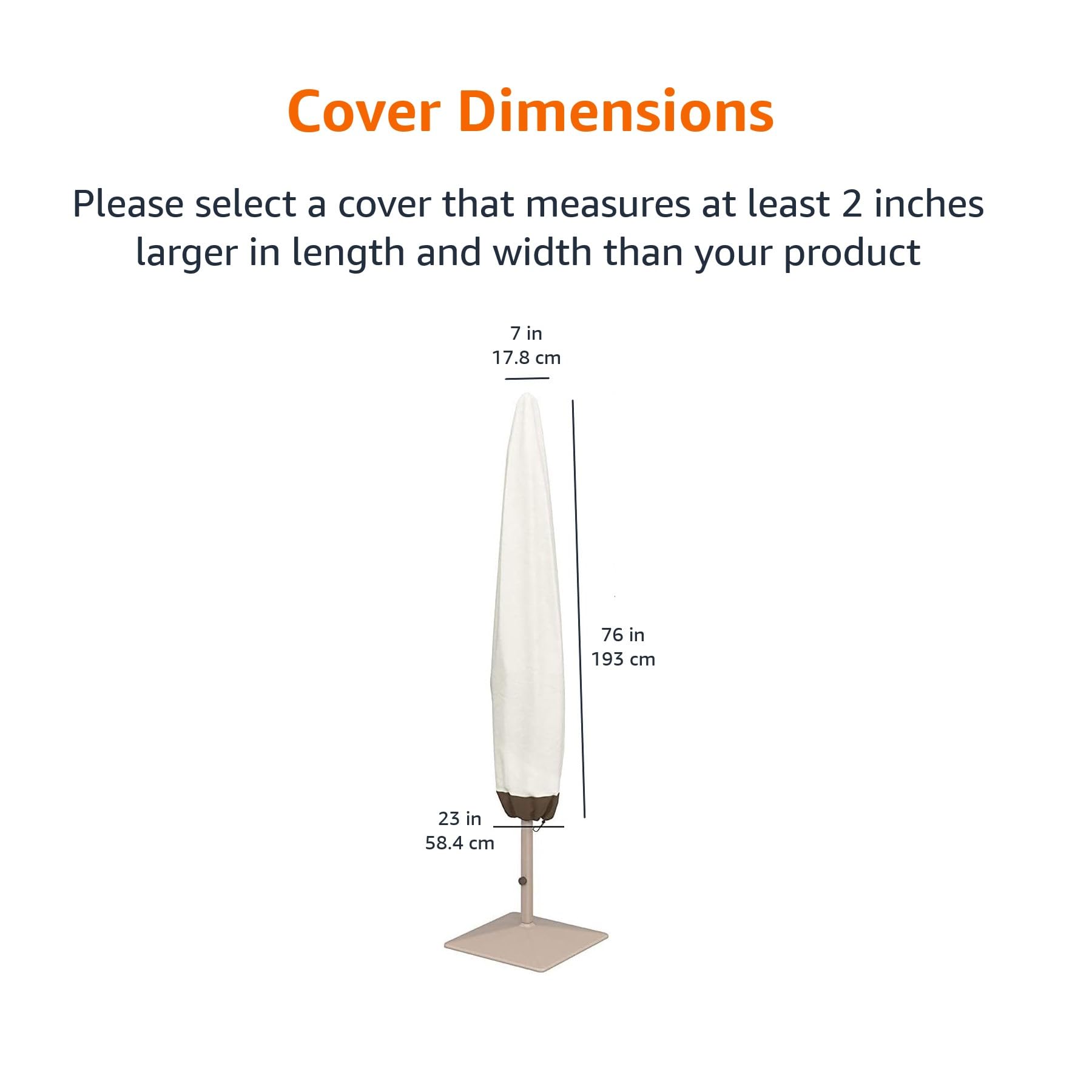 Amazon Basics Outdoor Patio Umbrella Cover, Beige/White, 7' X 23' X 76'