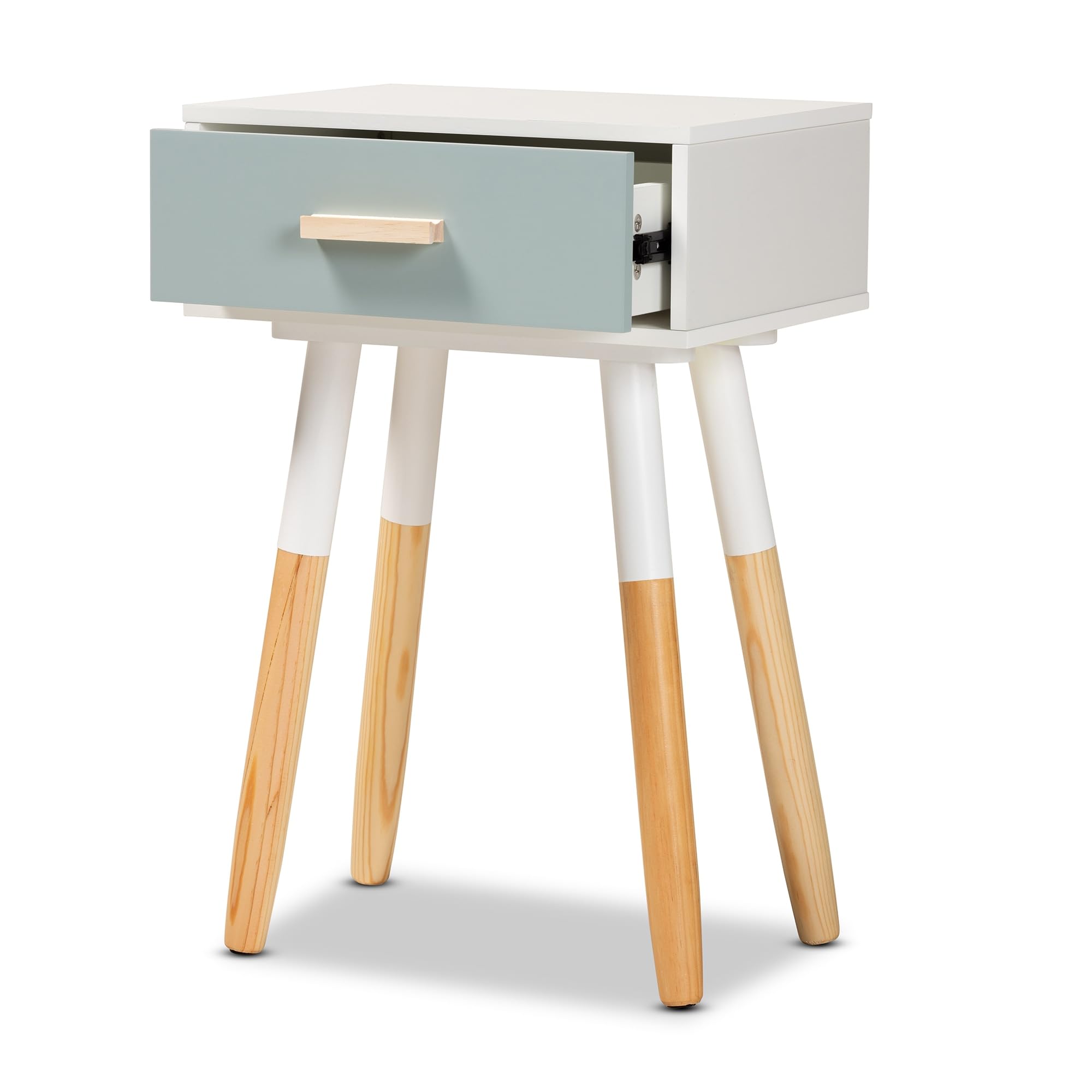 Baxton Studio Ilana Modern Transitional Oak Brown Finished and Multi-Colored Wood 1-Drawer Nightstand